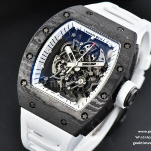 RM055 42.7mm Bubba Watson ZF Black NTPT White Skeleton Dial White Rubber Strap NH05