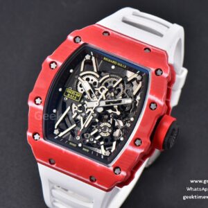 RM035-02 42mmx50mm Red Carbon ZF Dial on white Rubber Strap NH05A V5