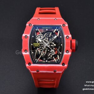 RM035-02 42mmx50mm Red Carbon ZF Zifferblatt an rotem Kautschukarmband NH05A V5