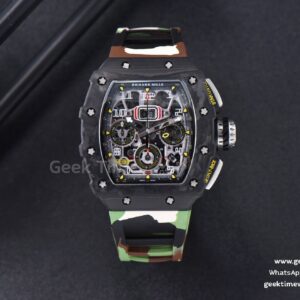 RM011 NTPT Chrono KVF Skeleton Dial on Green Camo Rubber Strap A7750 V2