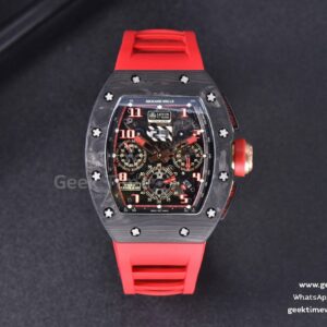 RM011 NTPT Chrono KVF Skeleton Dial on Red Rubber Strap A7750 V2