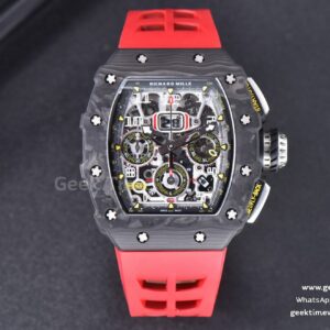 RM011 NTPT Chrono KVF Skeleton Dial on Black Crown Red Rubber Strap A7750 V2