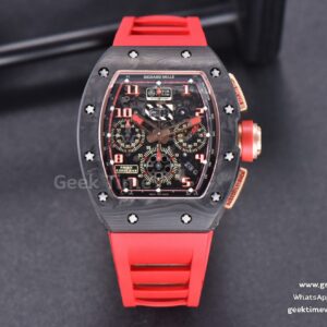 RM011 NTPT Chrono KVF Red Skeleton Dial on Red Crown Red Rubber Strap A7750 V2