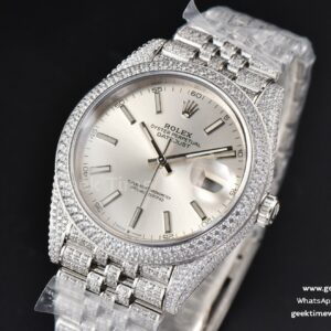 Datejust 41MM Full Diamond GMF Silver Dial Jubilee Bracelet A2824