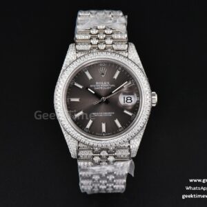 DateJust 41mm Full Diamond GMF Gray Dial Jubilee Bracelet A2824