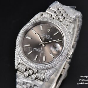 Datejust 41MM Full Diamond GMF Gray Dial Jubilee Bracelet A2824