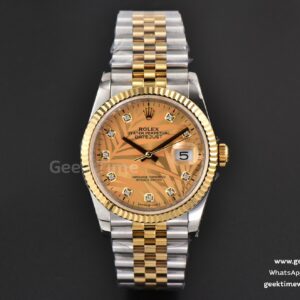 DateJust 36mm YG/SS BPF geriffelte Lünette YG-Palm-Zifferblatt Diamant-Indizes Jubilee-Armband 3235