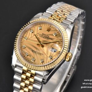 DateJust 36MM YG/SS BPF Fluted YG Plam Dial Diamond Marker Jubilee Bracelet 3235