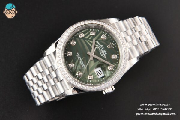 DateJust 36MM BPF Diamond Green Plam Dial Diamond Marker Jubilee Bracelet 3235 - Image 13