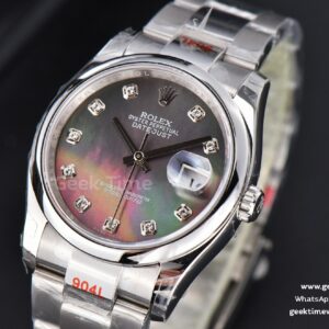 DateJust 36mm SS GMF Smooth Bezel Gray MOP Dial Diamond Marker Oyster Bracelet VR3235