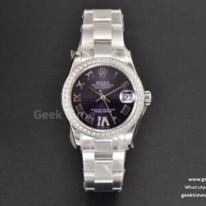 DateJust 31mm Ladies 904L WF esfera morada con diamantes índices Roma de diamantes brazalete Oyster A2671