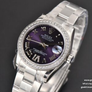 DateJust 31MM Ladies 904L WF Diamond Purple Dial Diamond Roma Marker Oyster Bracelet A2671