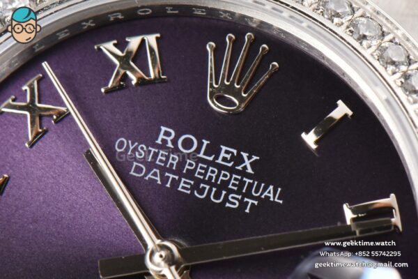 DateJust 31MM Ladies 904L WF Diamond Purple Dial Diamond Roma Marker Oyster Bracelet A2671 - Image 3