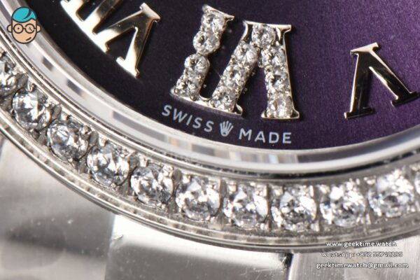 DateJust 31MM Ladies 904L WF Diamond Purple Dial Diamond Roma Marker Oyster Bracelet A2671 - Image 6