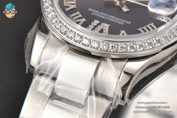 DateJust 31MM Ladies 904L WF Diamond Purple Dial Diamond Roma Marker Oyster Bracelet A2671 - Image 8