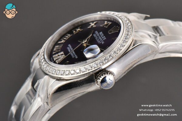 DateJust 31MM Ladies 904L WF Diamond Purple Dial Diamond Roma Marker Oyster Bracelet A2671 - Image 9