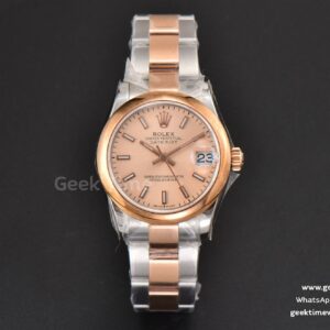 DateJust 31mm Ladies 904L RG/SS WF esfera lisa RG índices Roma brazalete Oyster A2671