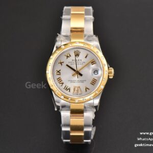 DateJust 31mm Ladies 904L YG/SS WF Diamond Smooth White Dial Roma Marker Oyster Bracelet A2671