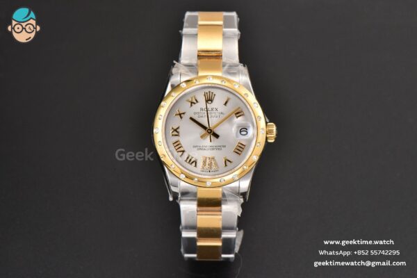 DateJust 31MM Ladies 904L YG/SS WF Diamond Smooth White Dial Roma Marker Oyster Bracelet A2671 - Image 2