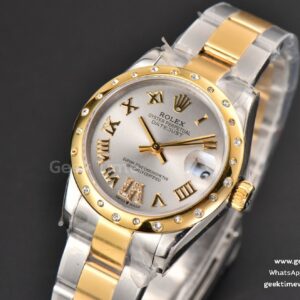 DateJust 31MM Ladies 904L YG/SS WF Diamond Smooth White Dial Roma Marker Oyster Bracelet A2671