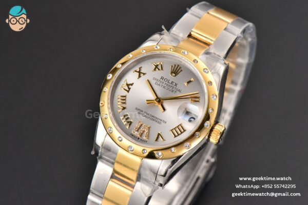 DateJust 31MM Ladies 904L YG/SS WF Diamond Smooth White Dial Roma Marker Oyster Bracelet A2671