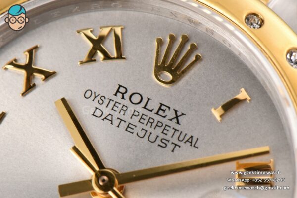 DateJust 31MM Ladies 904L YG/SS WF Diamond Smooth White Dial Roma Marker Oyster Bracelet A2671 - Image 3
