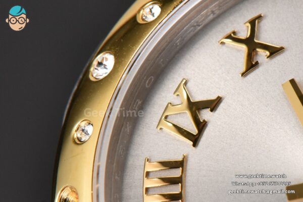 DateJust 31MM Ladies 904L YG/SS WF Diamond Smooth White Dial Roma Marker Oyster Bracelet A2671 - Image 4