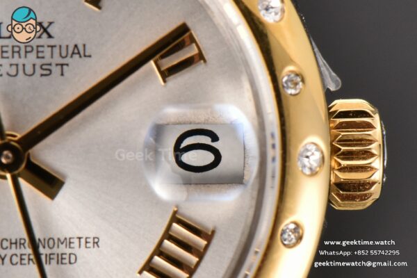 DateJust 31MM Ladies 904L YG/SS WF Diamond Smooth White Dial Roma Marker Oyster Bracelet A2671 - Image 7