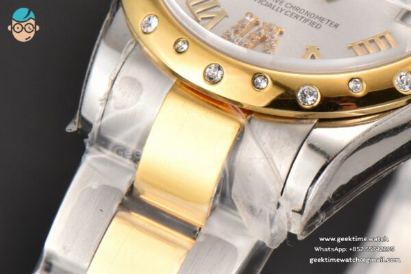 DateJust 31MM Ladies 904L YG/SS WF Diamond Smooth White Dial Roma Marker Oyster Bracelet A2671 - Image 8