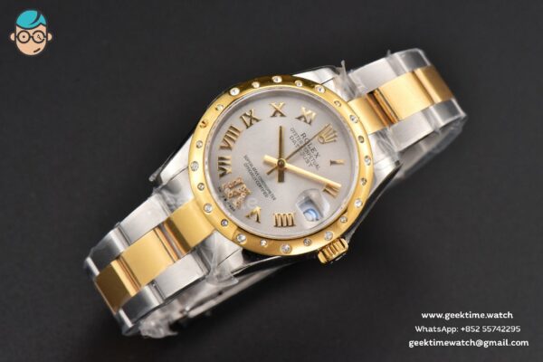 DateJust 31MM Ladies 904L YG/SS WF Diamond Smooth White Dial Roma Marker Oyster Bracelet A2671 - Image 13