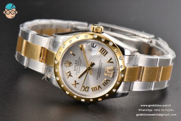 DateJust 31MM Ladies 904L YG/SS WF Diamond Smooth White Dial Roma Marker Oyster Bracelet A2671 - Image 14
