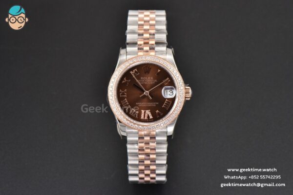 DateJust 31MM Ladies 904L RG/SS WF Diamond Brown Dial Diamond Roma Marker Jubilee Bracelet A2671 - Image 2