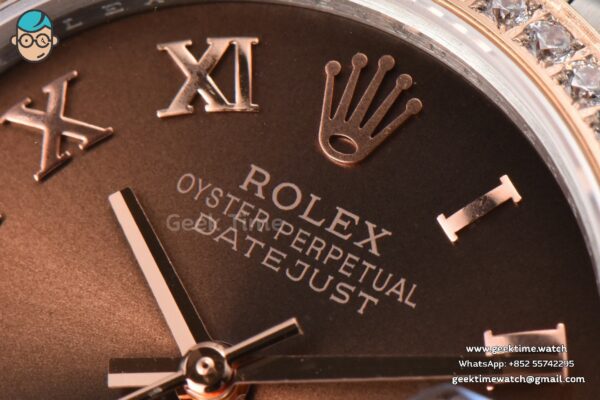 DateJust 31MM Ladies 904L RG/SS WF Diamond Brown Dial Diamond Roma Marker Jubilee Bracelet A2671 - Image 3