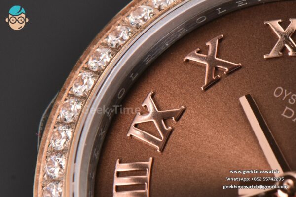 DateJust 31MM Ladies 904L RG/SS WF Diamond Brown Dial Diamond Roma Marker Jubilee Bracelet A2671 - Image 4