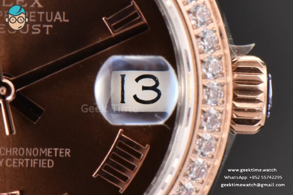 DateJust 31MM Ladies 904L RG/SS WF Diamond Brown Dial Diamond Roma Marker Jubilee Bracelet A2671 - Image 5