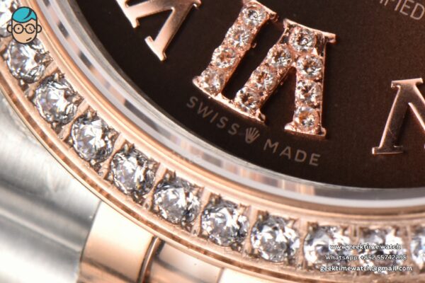 DateJust 31MM Ladies 904L RG/SS WF Diamond Brown Dial Diamond Roma Marker Jubilee Bracelet A2671 - Image 7