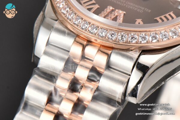 DateJust 31MM Ladies 904L RG/SS WF Diamond Brown Dial Diamond Roma Marker Jubilee Bracelet A2671 - Image 8