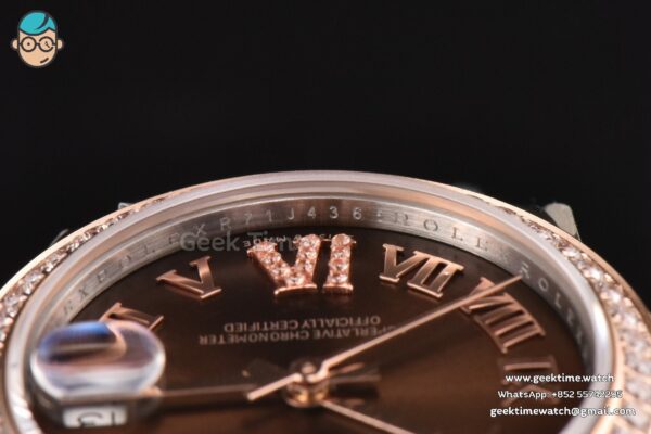 DateJust 31MM Ladies 904L RG/SS WF Diamond Brown Dial Diamond Roma Marker Jubilee Bracelet A2671 - Image 12