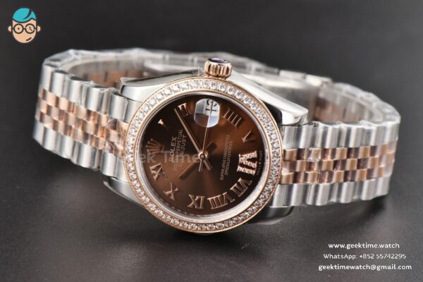 DateJust 31MM Ladies 904L RG/SS WF Diamond Brown Dial Diamond Roma Marker Jubilee Bracelet A2671 - Image 14