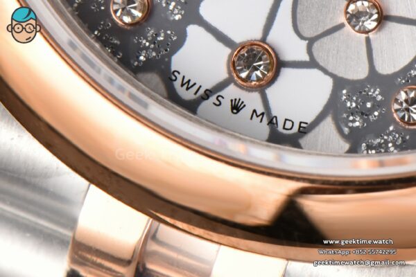DateJust 31MM Ladies 904L RG/SS WF Smooth Silver Flowers Dial Oyster Bracelet A2671 - Image 6