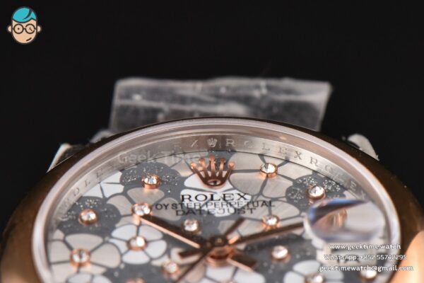 DateJust 31MM Ladies 904L RG/SS WF Smooth Silver Flowers Dial Oyster Bracelet A2671 - Image 11