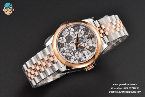 DateJust 31MM Ladies 904L RG/SS WF Smooth Silver Flowers Dial Oyster Bracelet A2671 - Image 13
