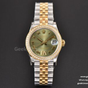 DateJust 31mm Ladies 904L YG/SS WF Diamond Green Dial Roma Marker Jubilee Bracelet A2671
