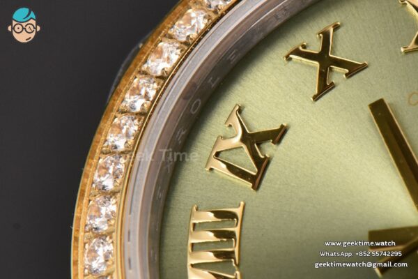 DateJust 31MM Ladies 904L YG/SS WF Diamond Green Dial Roma Marker Jubilee Bracelet A2671 - Image 3