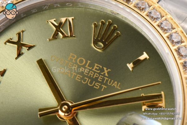 DateJust 31MM Ladies 904L YG/SS WF Diamond Green Dial Roma Marker Jubilee Bracelet A2671 - Image 5
