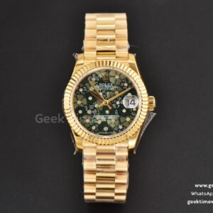DateJust 31mm Ladies 904L YG WF Flowers Dial Oyster Bracelet A2671