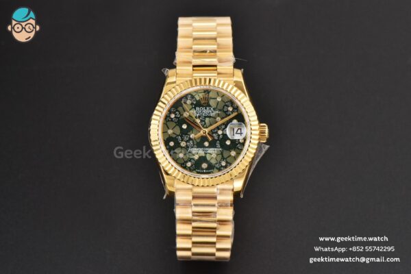 DateJust 31MM Ladies 904L YG WF Flowers Dial Oyster Bracelet A2671 - Image 2