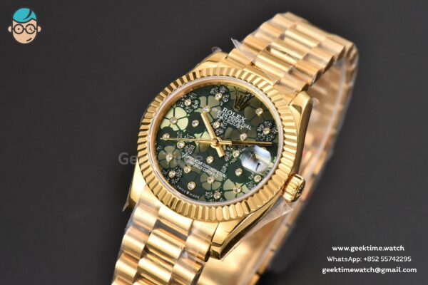 DateJust 31MM Ladies 904L YG WF Flowers Dial Oyster Bracelet A2671