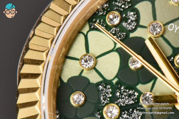 DateJust 31MM Ladies 904L YG WF Flowers Dial Oyster Bracelet A2671 - Image 6