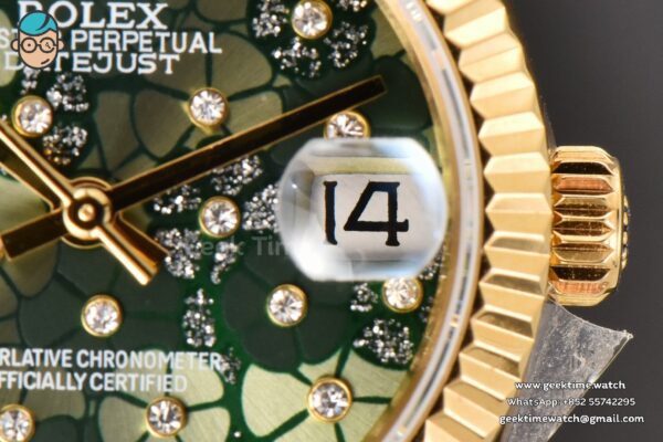 DateJust 31MM Ladies 904L YG WF Flowers Dial Oyster Bracelet A2671 - Image 7